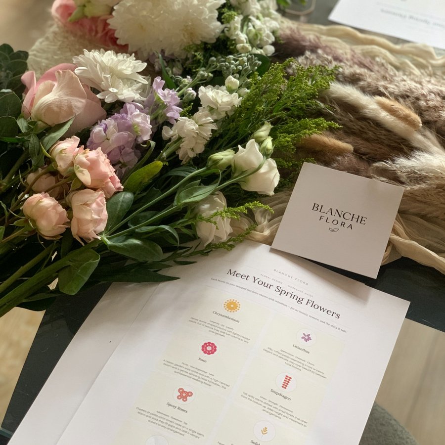 Workshop spring bouquet with flower guide